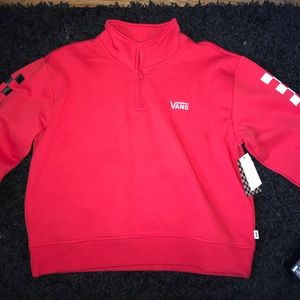 Vans fleece lined red quarter zip jacket
